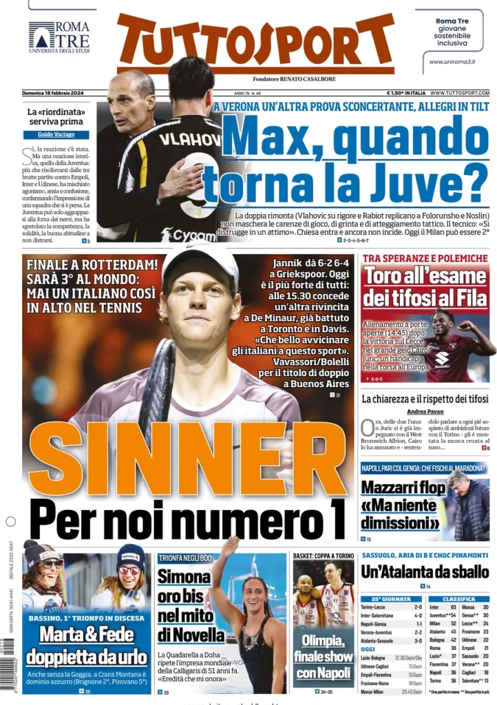 Tuttosport, 18 febbraio 2024