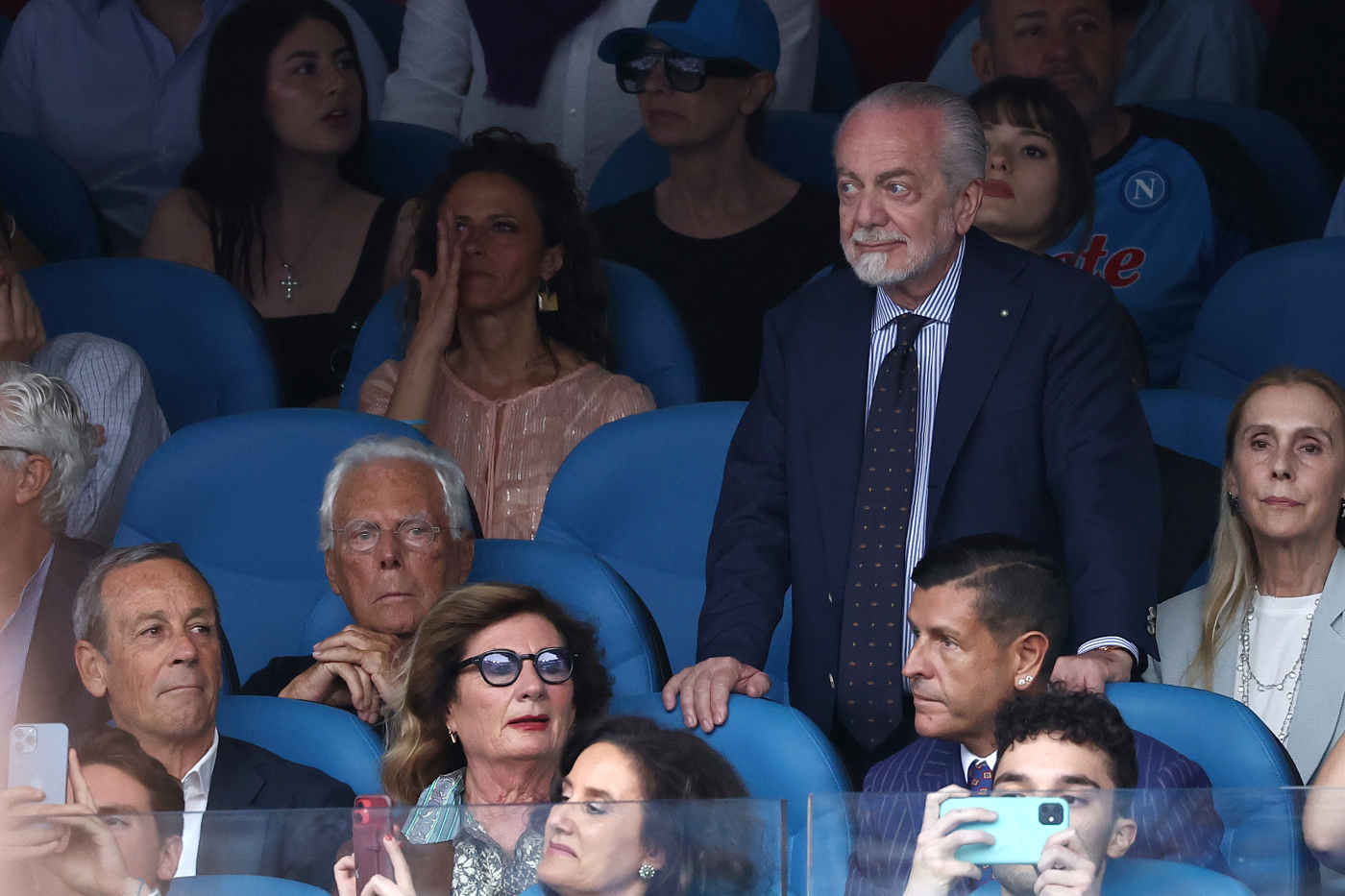 Giorgio Armani e Aurelio De Laurentiis allo Stadio Maradona